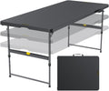 FanttikOutdoor Folding Table Plastic 6ft Quick Adjust 3-Height Picnic Party