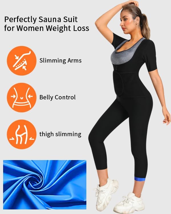 Women Sauna Jumpsuit Sweat Suit Full Body Heat Trapping Workout