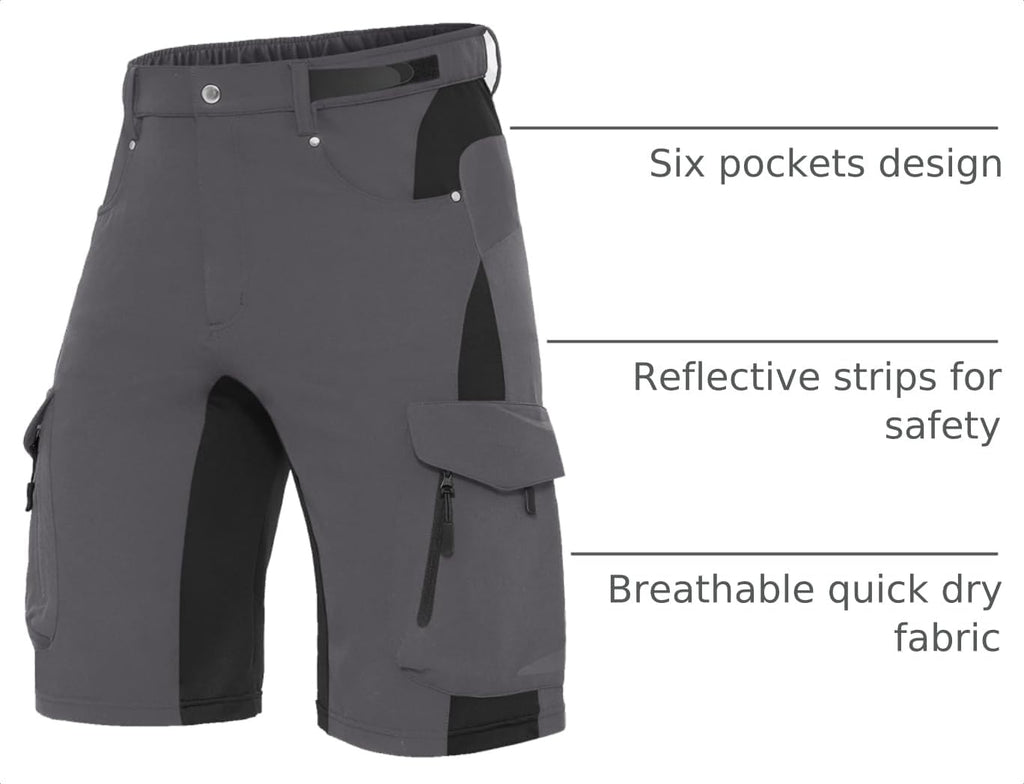 XKTTAC Men's Hiking Cargo Shorts: 4-Way Stretch with 6 Secure Pockets