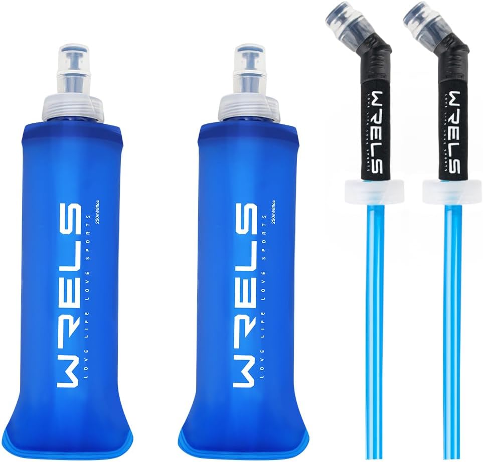 WRELS TPU Running Water Bottle with Straw for Hydration Vest Pack BPA-Free