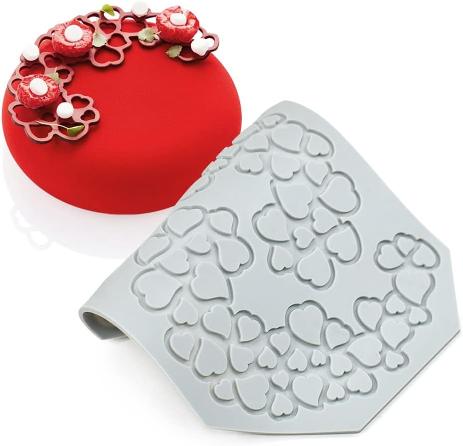 Hollow Leaf Silicone Molds Lover Heart Chocolate Molds Geometry 3D Silicone Mould Chocolate Candy Leaf Mold Sugar Craft Cake Decoration Cupcake Top (I_Heart_7.08 * 5.6 * 0.12inch)