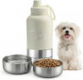 Dog Travel Insulated Water Bottle Dispenser (Cream)