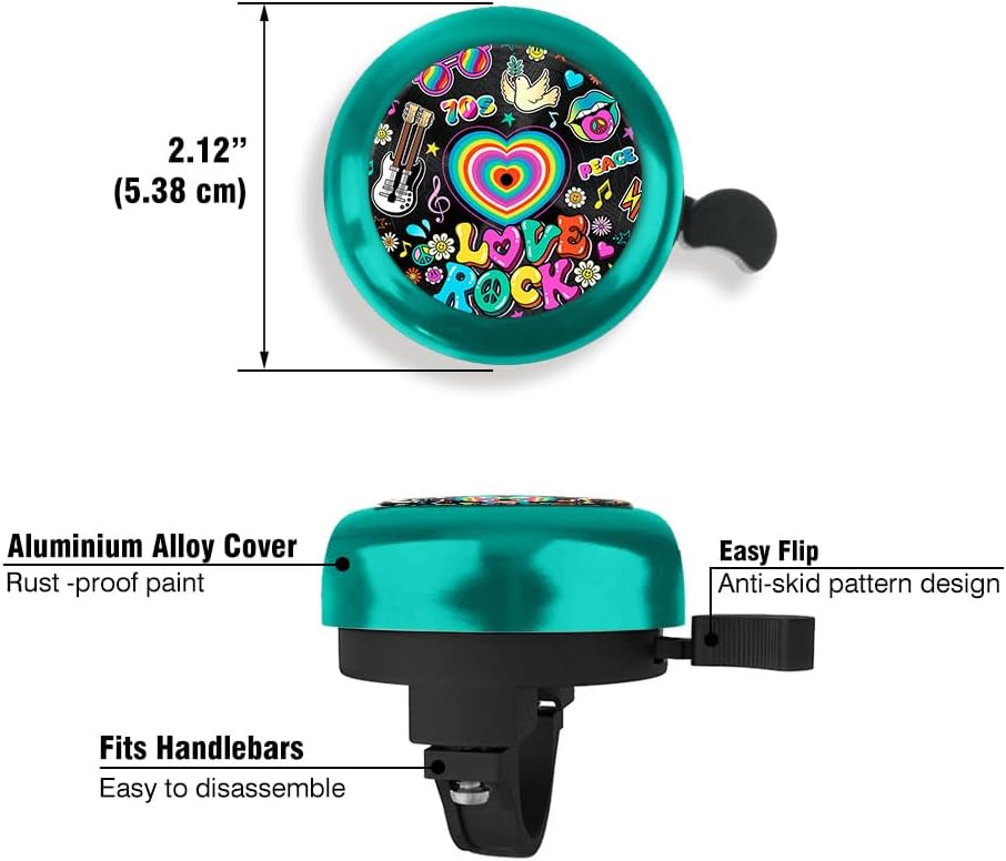 WIRESTER Green Aluminum Round Bike Bell, Classic Ring Bicycle Bell, Bike Accessories Bell Ring for Adults Kids Girls Boys