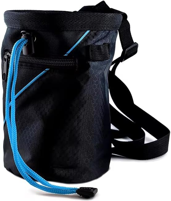 Chalk Bag for Rock Climbing with Quick-Clip Belt, Large Zippered Pockets & Brush Holder - Weight Lifting, Gym, Bouldering, Disc Golf, Wall Climbing Gear Accessories