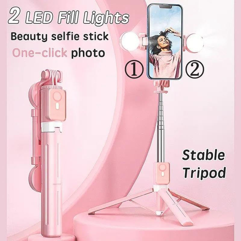 Tripod for iPhone with Light, Selfie Stick for iPhone, Pink Tripod Stand