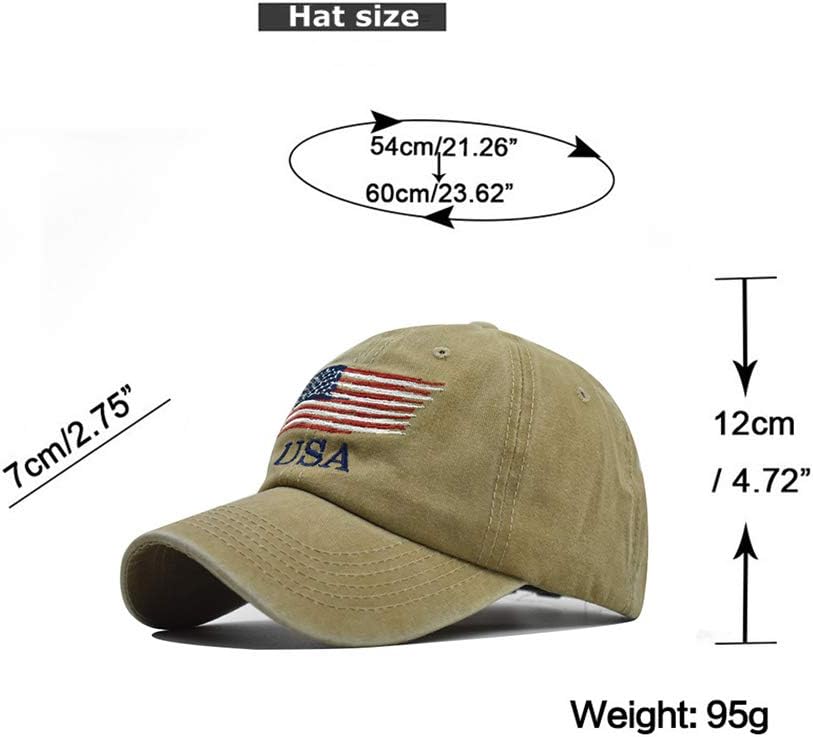 Washed American Flag Baseball Cap Adjustable Sun Dad Gift Hats for Unisex