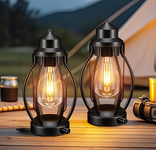 Rechargeable Lanterns, 2 Pack LED Outdoor Camping Table Lamp with Dimmable