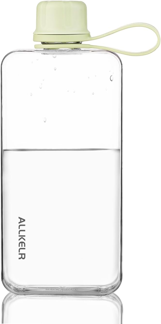 Portable Flat Water Bottle, 13.5 oz, Gray