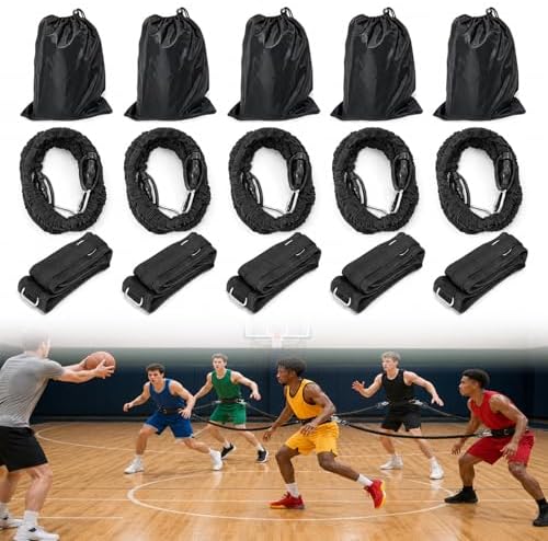 5 Sets Zone Defense Resistance Band Kit, with Adjustable Waist Strap