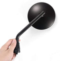 KiWAV Motorcycle 4 Inches Round Mirrors Rear View Side Old School Black Eclipse Short Stem Convex 10mm M10 1.25 Pitch Standard Threads Compatible for Most Metric Bikes Pack of a Pair
