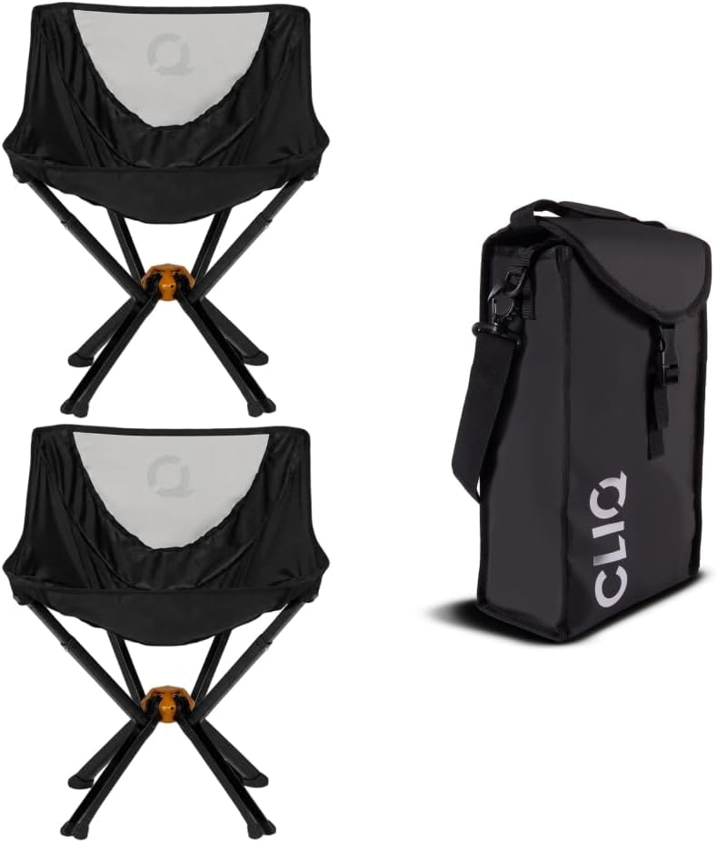 CLIQ ClassiQ 2-Pack Low-Back Camping Chairs with Free Carry Bag, Black