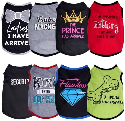 hoyuwak 8 Pieces Pet Shirts Funny Dog Printed Clothes Dog Sleeveless Vests