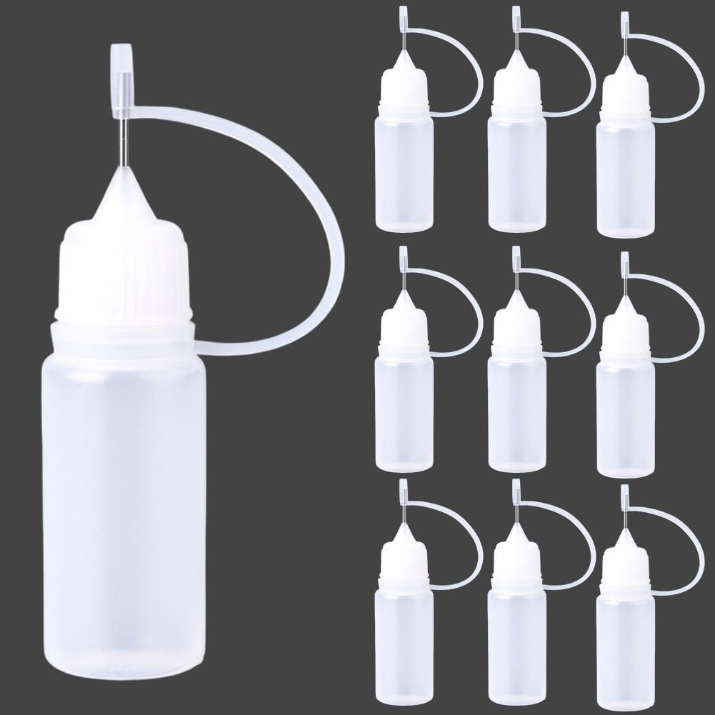 GORGECRAFT 10PCS 10ML Precision Needle Tip Applicator Bottle Translucent Plastic Squeeze Glue Dropper Bottles with Metal Fine Tip for Ink Liquid DIY Paper Quilling Craft Acrylic Painting (Orange)