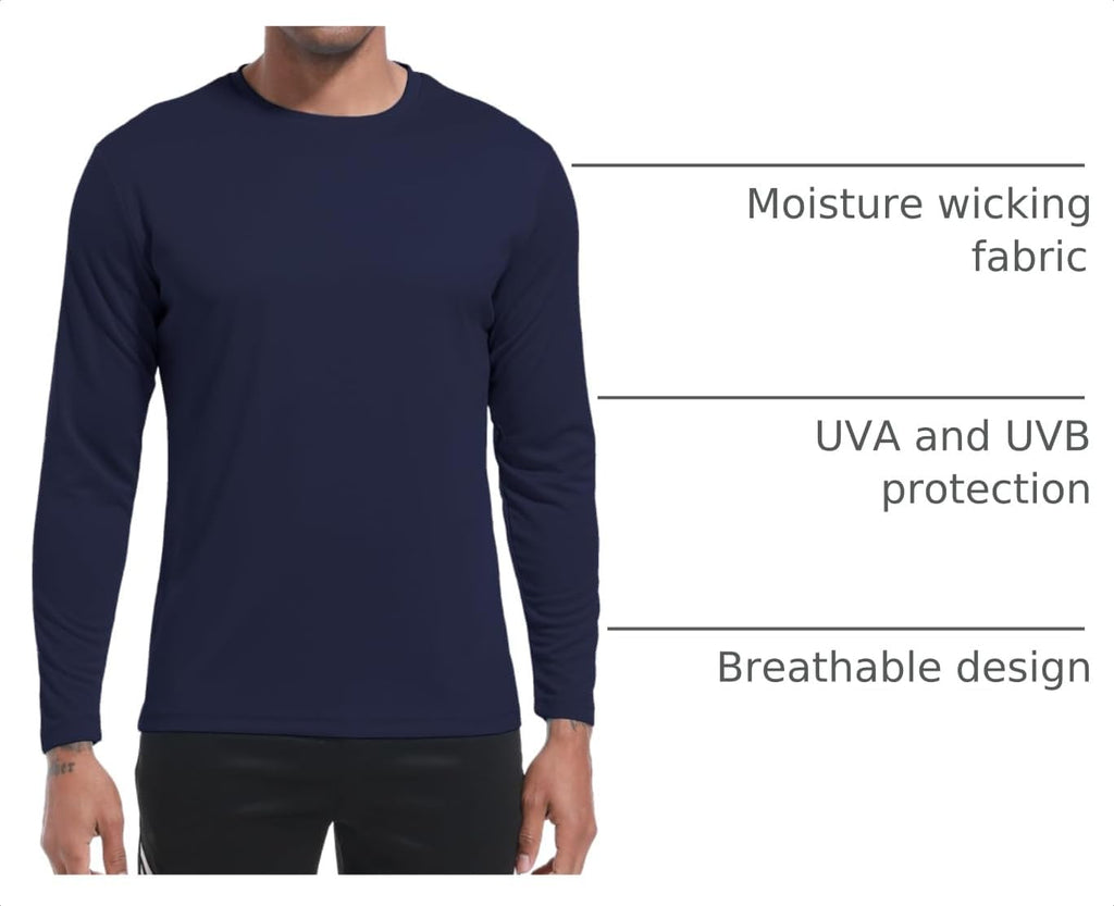 OYGSieg 6 Pack Long Shirts for Men Quick Dry Sun Protection Tee Shirts