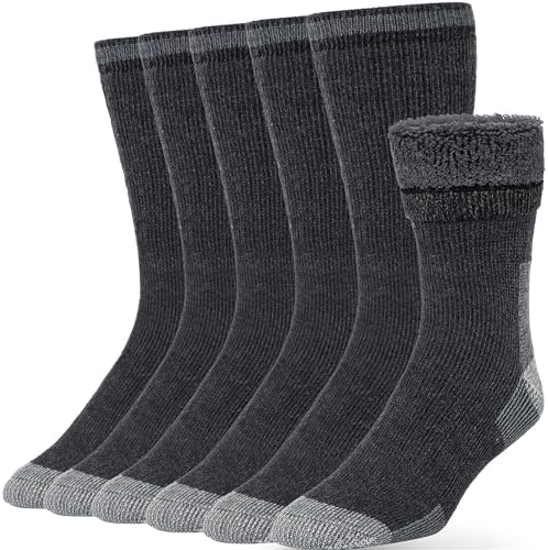 Alvada Mens Merino Wool Crew Socks Thermal and Warm Socks for Winter Work Hiking Running 3 Pairs