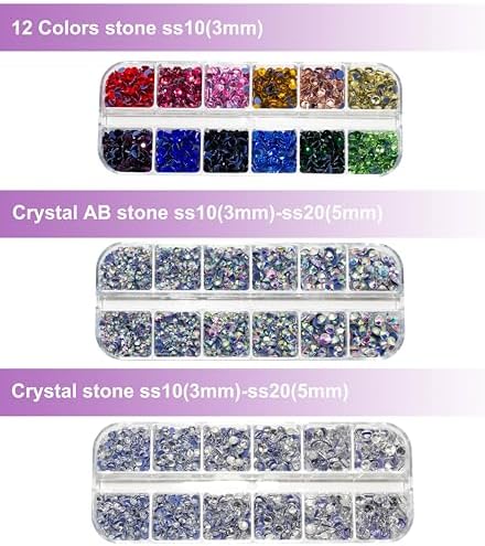 GLOCTO bedazzler kit with Rhinestones hot fix applicator Tool with 5,000 Pieces of Rhinestones, Three gem Sizes and Various Tips, Perfect for Adding Sparkle to Clothing, Fabric, and Craft Projects