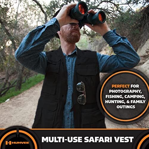 Humvee Safari Photography Vest for Men, Women, Unisex - Vest for Hunting, Fishing, Camping, Travel, Hiking, Outdoor - 100% Cotton, Black, XXX Large