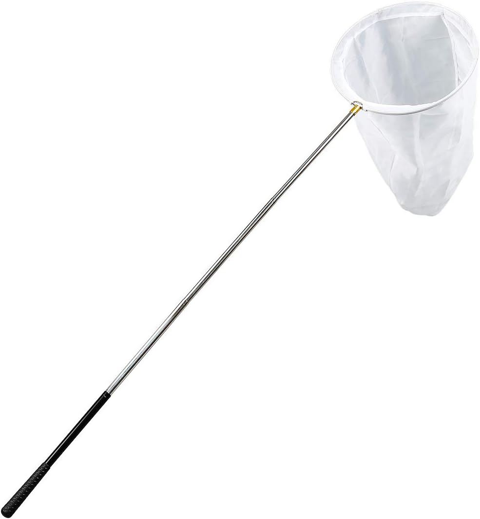 Professional Insect and Butterfly Net with 14" Ring, 26" Net Depth, 59" Telescopic Handle Full Extends to 73" Stainless Lockable
