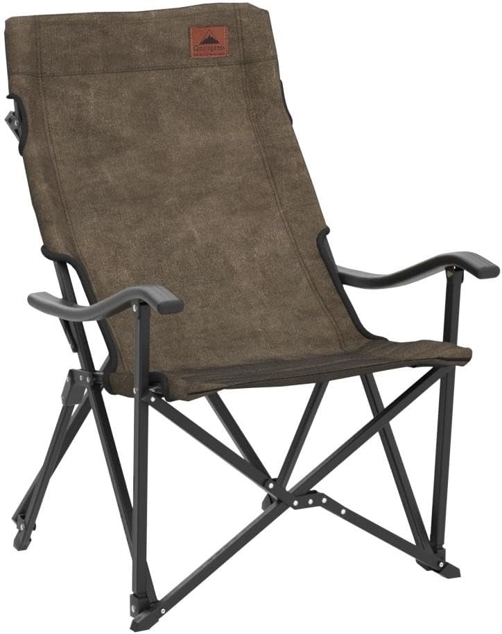 CAMPINGMOON Foldable Cotton Canvas Campfire Bonfire Open Fire Pits Camping Chair Low Style Chair Khaki F-1003C-K