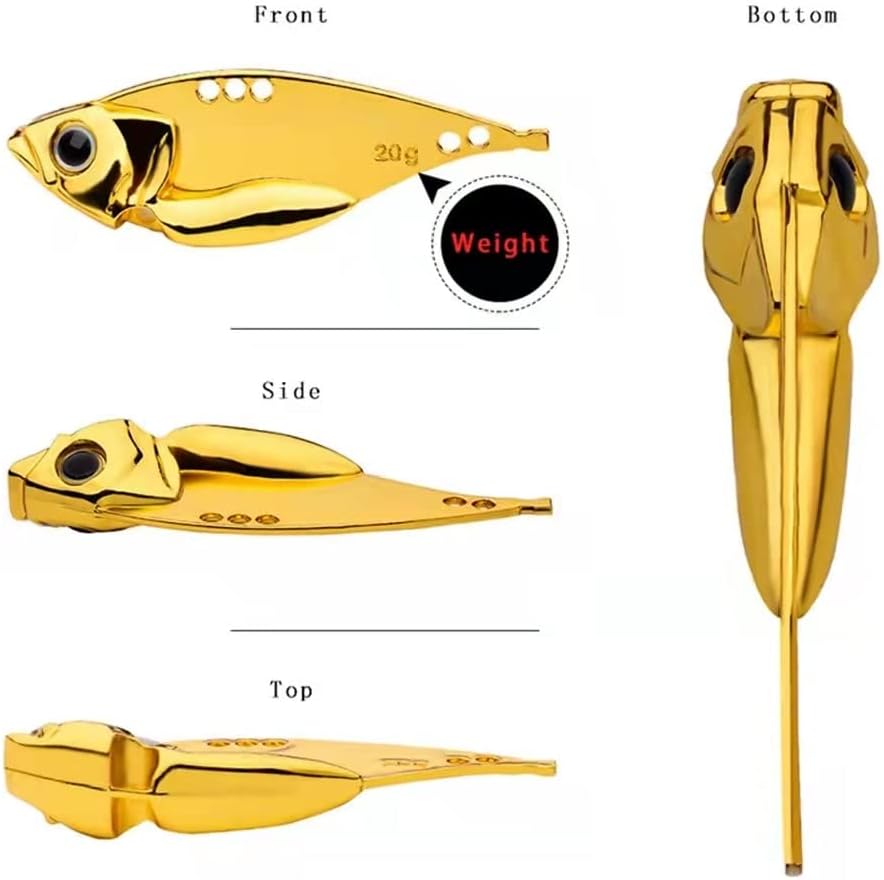 5 Pack Metal Blade Baits for Bass Fishing Lures Hard Metal VIB Fishing Spoons Crankbaits Swimbaits for Trout Walleye Crappie Saltwater Blade Bait Fishing