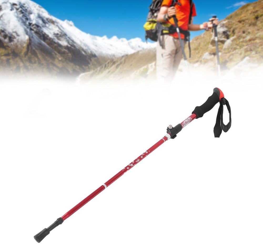 5-Section Collapsible Trekking Pole - Adjustable Aluminum Alloy Walking Stick for Climbing, Camping and Hiking, 110cm Folding Design with Anti-Shock and Non-Slip Grip