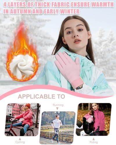 RIGWARL Winter Gloves Men Women for Cold Weather, Pink-B, XL