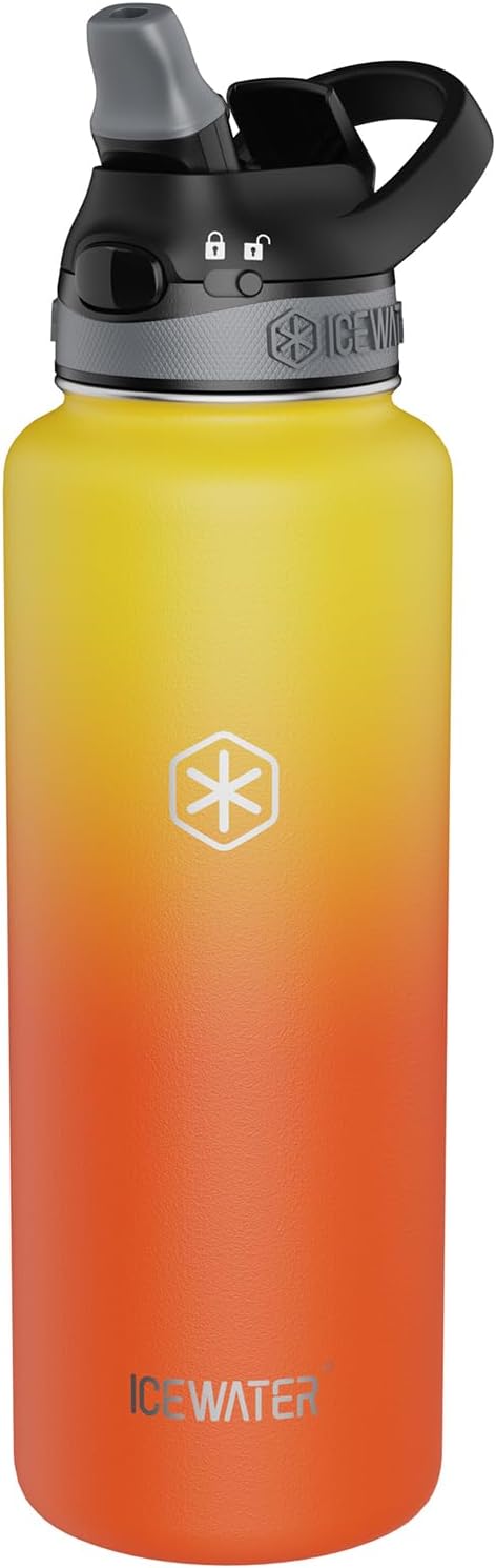 ICEWATER 40 oz Insulated Water Bottle with Pop-Up Straw & Leak-Proof Lock