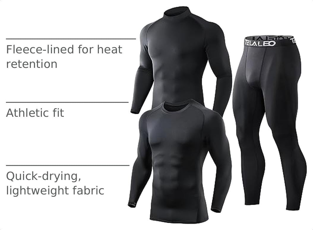 4 or 5 Pack Men's Thermal Compression Pants Fleece Lined Tights Leggings