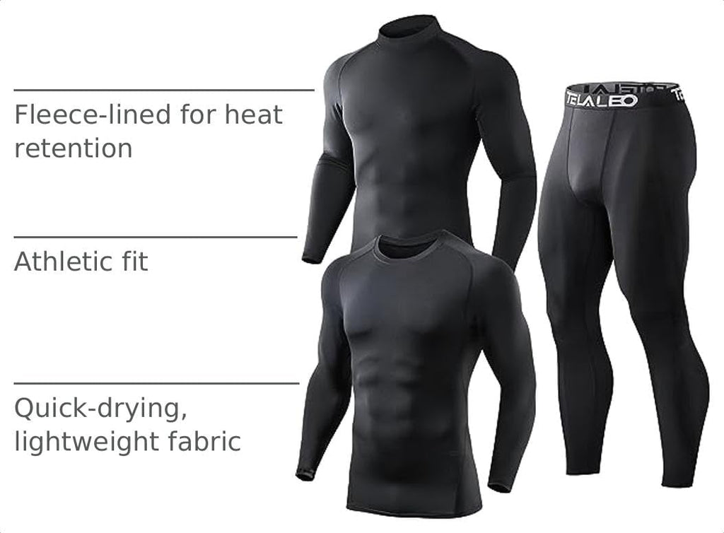 4 or 5 Pack Men's Thermal Compression Pants Fleece Lined Tights Leggings