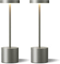 Kakanuo Grey Rechargeable Cordless Lamp - Touch Control, 3 Color Temperature, Wireless Battery Operated Lamps, Stepless Dimmable, Set of 2