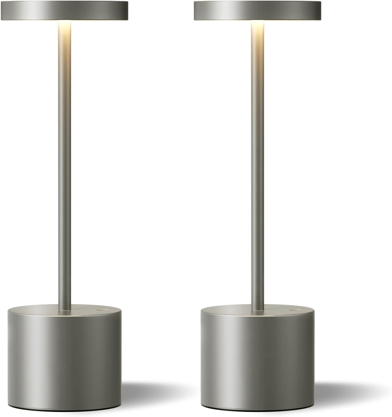 Kakanuo Grey Rechargeable Cordless Lamp - Touch Control, 3 Color Temperature, Wireless Battery Operated Lamps, Stepless Dimmable, Set of 2