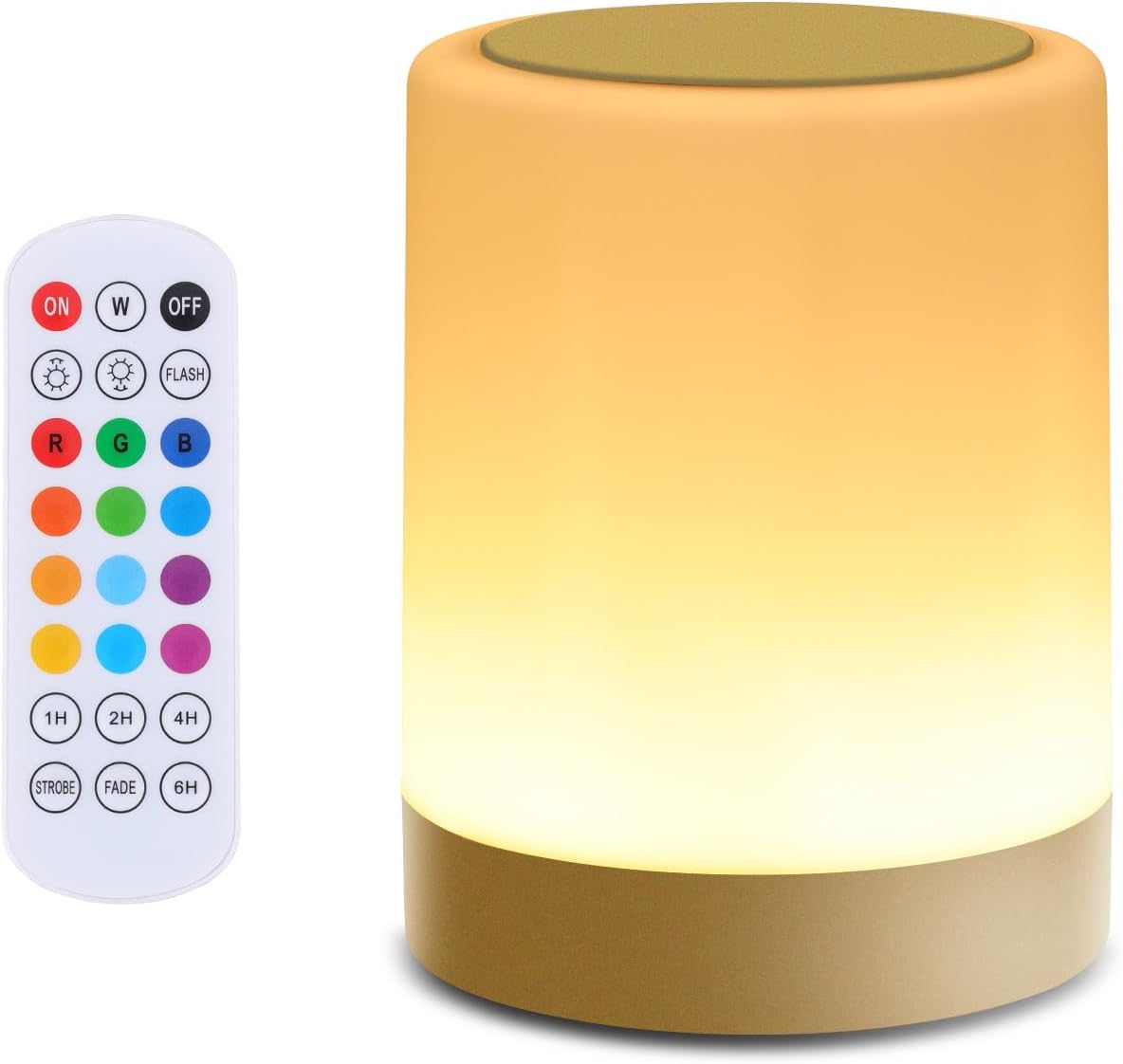 OORUN Touch Bedside Table Lamp,13 RGB Colors & 5 Brightness, USB Rechargeable Desk Lamp, Remote Control Dimmable Night Light with RGB Color Changing,Portable Lamp for Baby, Bedroom, Living Room