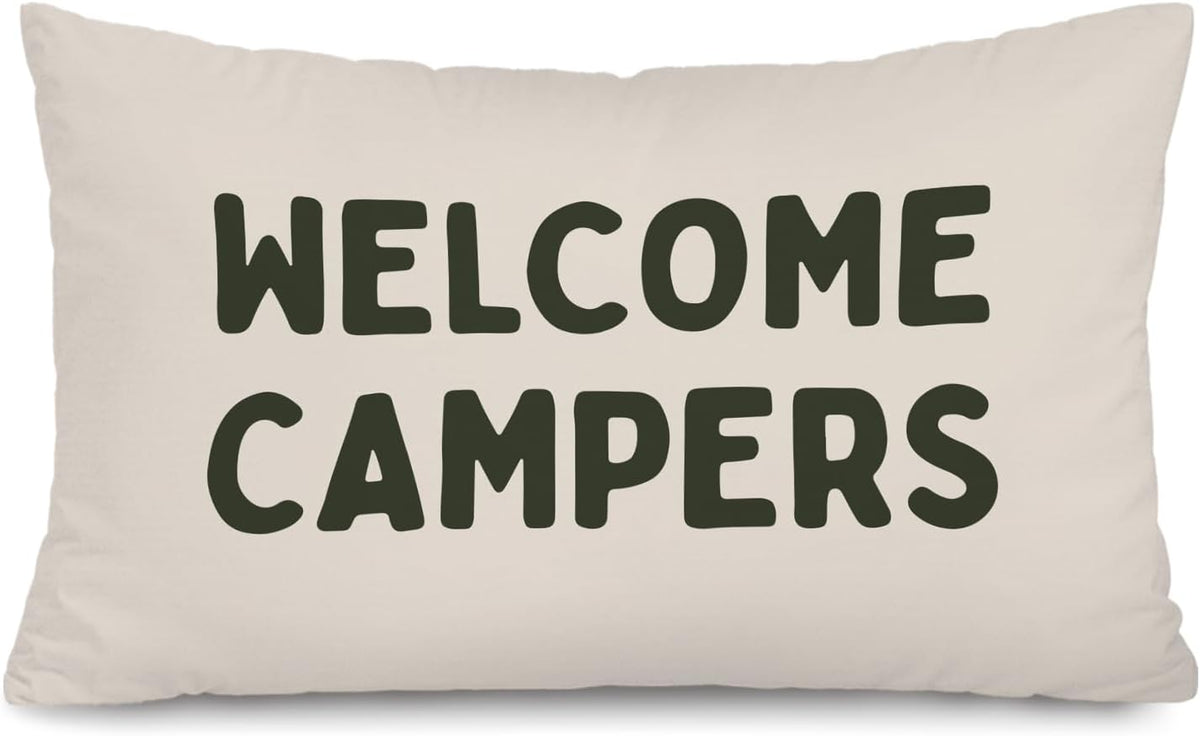 Welcome Campers 12x20 Pillow Cover Camping Decor，