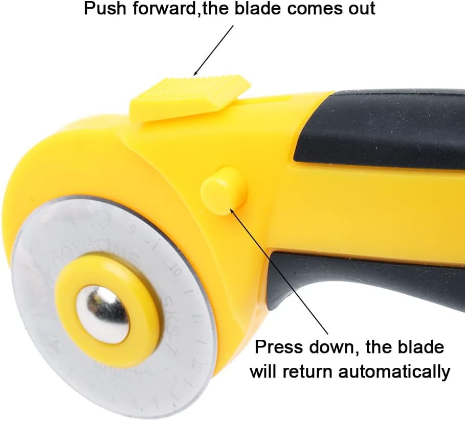 45mm Rotary Cutter for Fabric, w/ 10 Replacement Rotary Blades