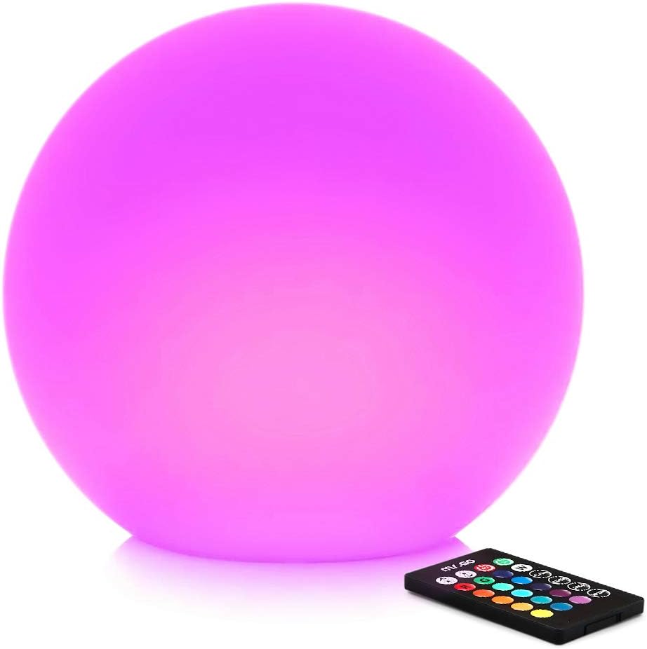 Mr.Go Rechargeable LED Ball Light 12", RGB Color-Changing Globe Orb Lamp