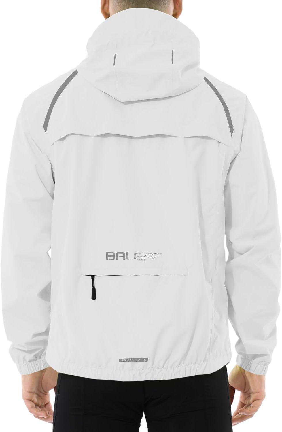 baleaf Men's Rain Jacket Waterproof Hood Lightweight Reflective Packable