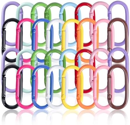 32Pcs Colorful Carabiner Clips,Oval Spring Clips Keychain Clip,Cute Carabiner Aluminum Hook Accessories Snap Link Key Chain Ring Hook