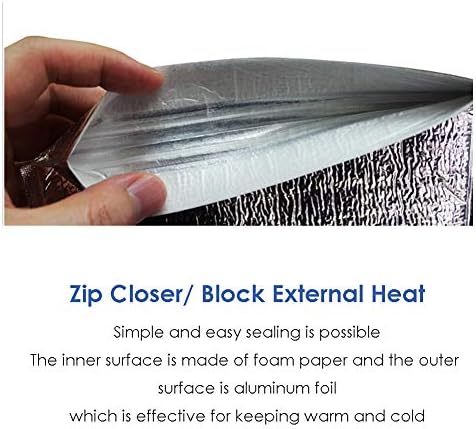 IInsulated Easy Zip Lock Resealable Aluminum Bag with ice pack Lunch Bag Sandwich Bag Hot & Cold Pouch Reusable Thermal Picnic Bag (6 x 10 Inch), SMALL, Sliver
