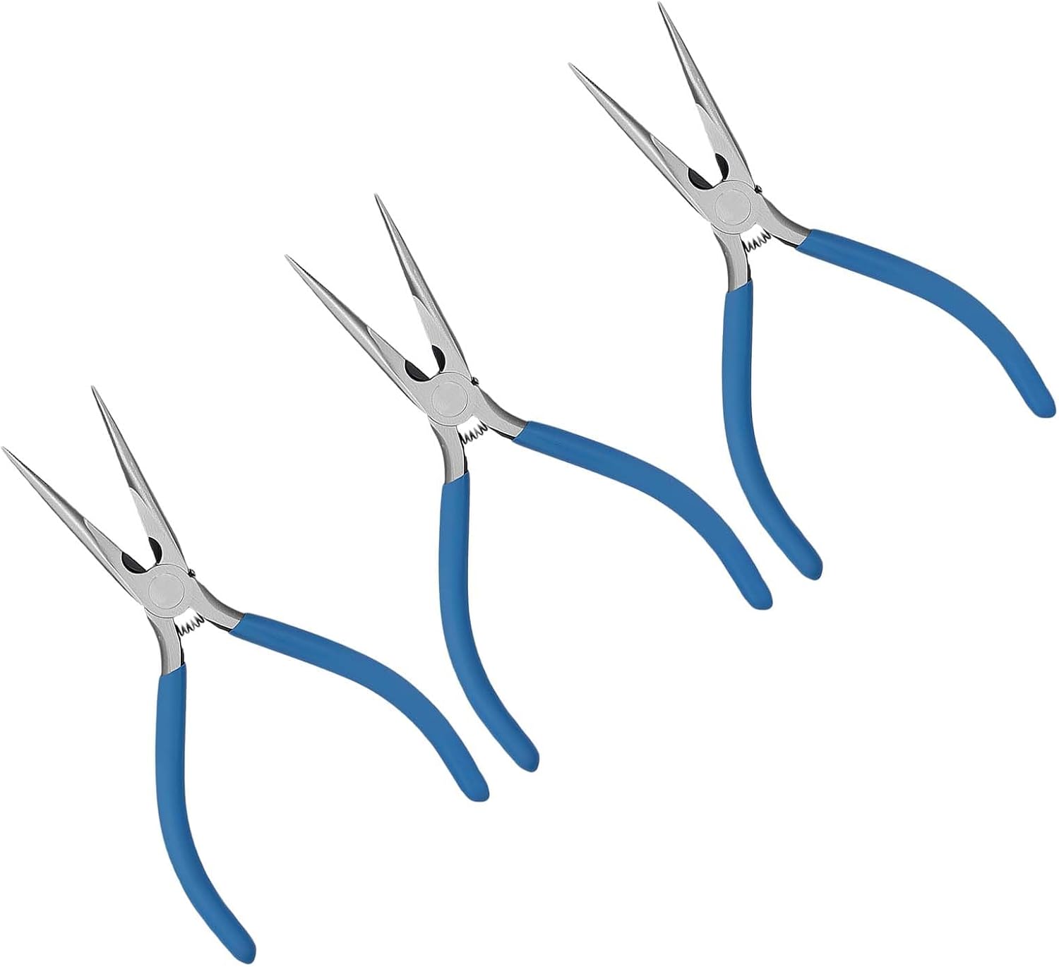 SINJEUN 3 Pack Small Needle Nose Pliers, 6.5 Inch Precision Long Nose Pliers with Spring Loaded, Jewelry Making Pliers Set for Crafts, Electronics Repair, Beading & Wire Wrapping