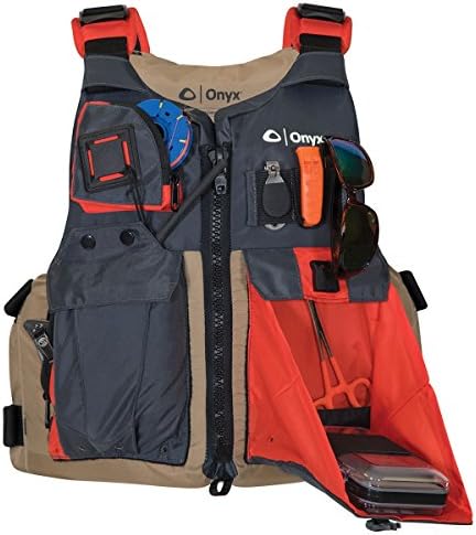 Onyx Kayak Fishing Life Jacket – USCGA PFD/Life Jacket with Multiple Pockets, High-Back Design & Adjustable Straps for Paddle Sports & Fishing