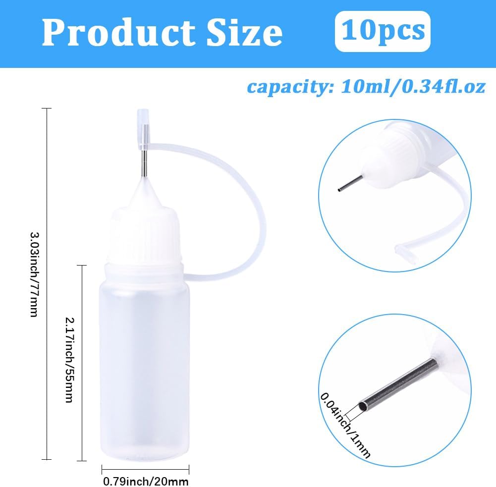 GORGECRAFT 10PCS 10ML Precision Needle Tip Applicator Bottle Translucent Plastic Squeeze Glue Dropper Bottles with Metal Fine Tip for Ink Liquid DIY Paper Quilling Craft Acrylic Painting (Orange)