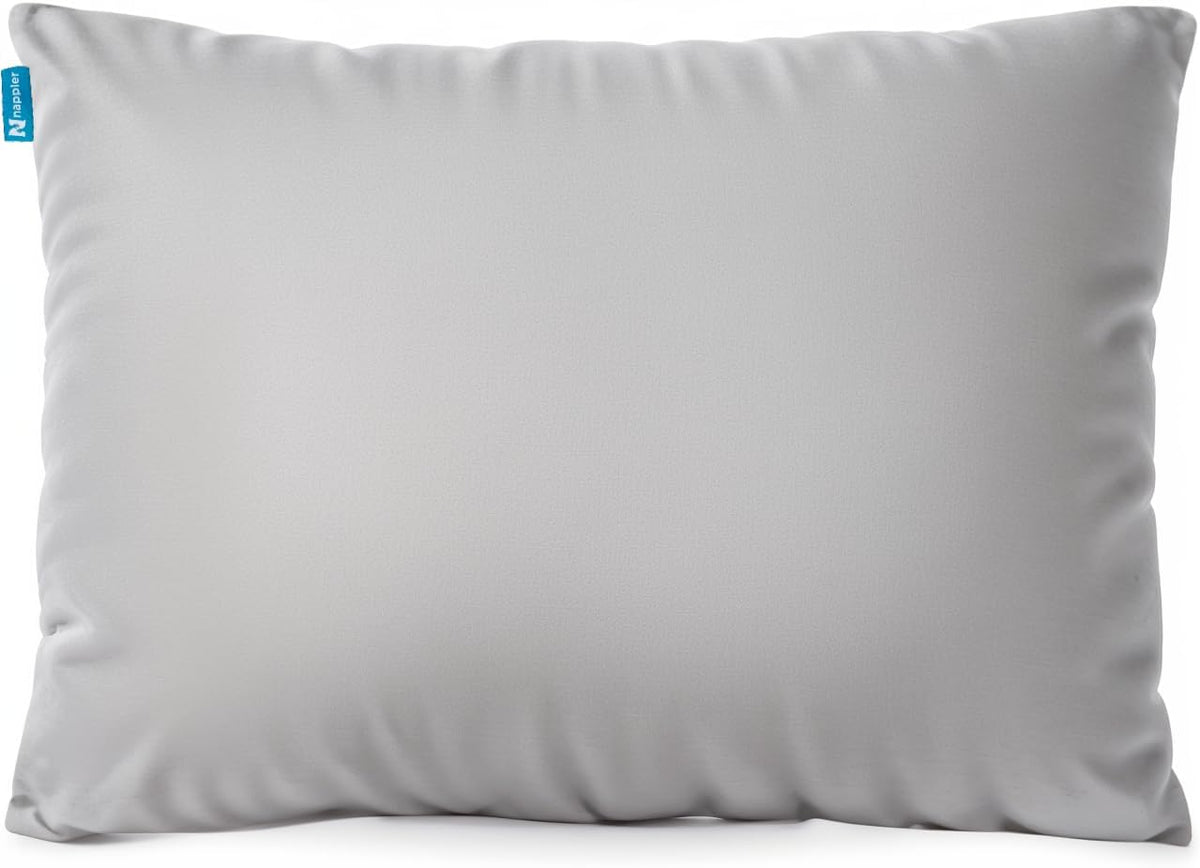 Nappler Blue Small Shredded Memory Foam Pillow for Travel and Camping - Compressible Medium Firm Bed Pillow, Breathable Cover, Machine Washable, Backpacking, Airplane and Car