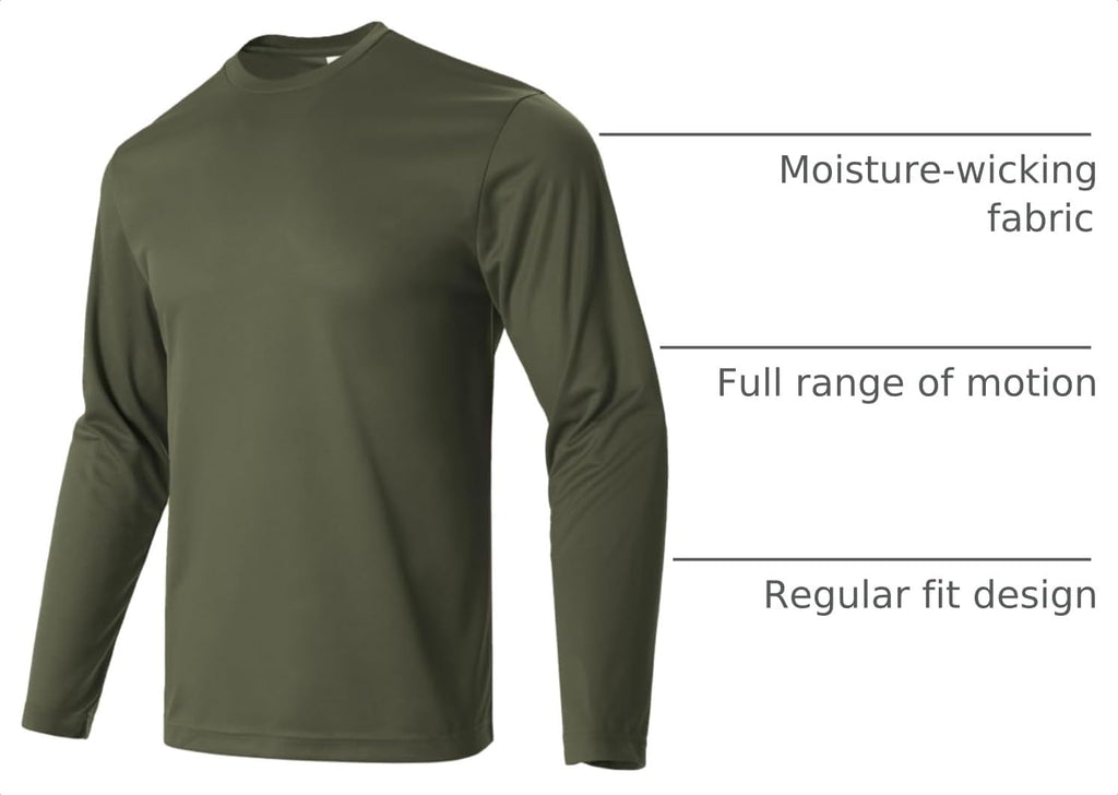 Facitisu Men Long Sleeve T Shirts Pack Quick Dry Athletic Running Activewear Workout Performance Tee Shirts