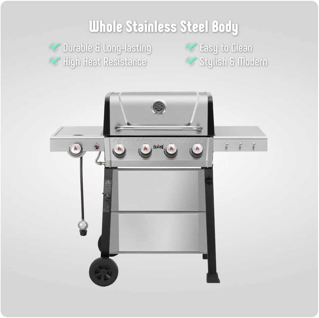 Feasto 4+1 Burner Gas BBQ Grill, 48,000 BTU, 559 Sq. In.