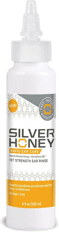 Absorbine Silver Honey Rapid Ear Care Vet Strength Ear Rinse, 4oz, Manuka Honey &amp; MicroSilver BG, Safe for Dogs &amp; Cats