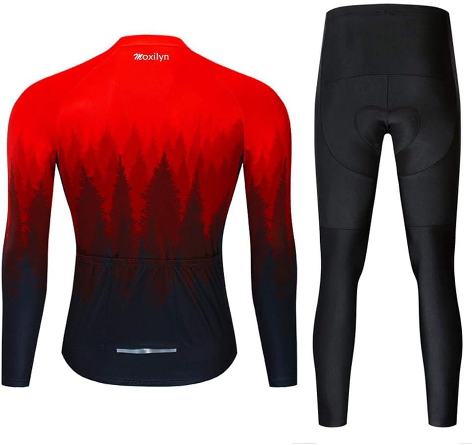 MOXILYN Men's Quick-Dry Cycling Jersey Set Road Bike Bicycle Shirt + Bib Pants with 9D Gel Padded MTB Riding Clothing kit