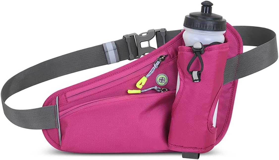 Waterproof Running Waist Bag Cycling Bumbags with Water Bottle Holder Travel Walking Dog Climbing Hiking Outdoor Sport Waist Bag with Reflective Strips(Green)