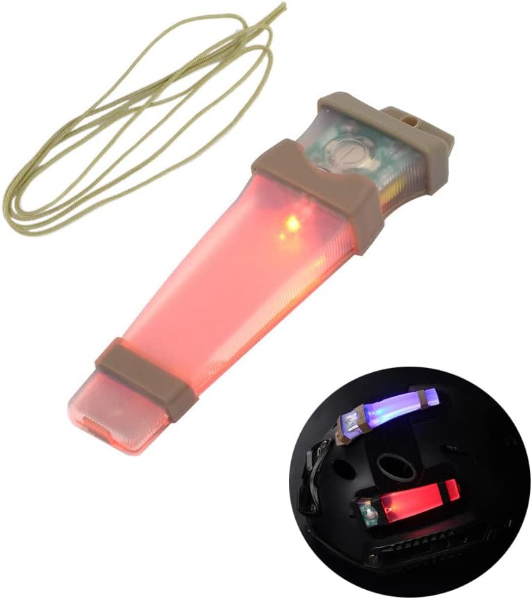 Helmet Signal Light Waterproof Survival Tactical Hiking Boating Cycling Personal Identification Marker Light (Hook Back Tan & Red)
