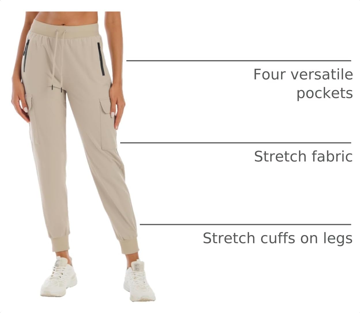 Womens Cargo Hiking Pants with 4 Pockets Lightweight Water Resistant