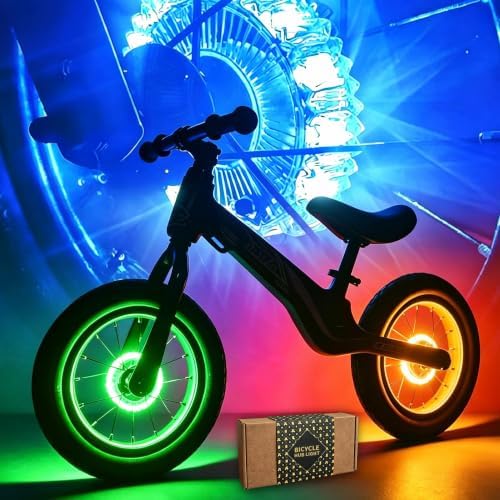 Bike Wheel Lights Rechargeable 2pack,Bike Lights for Wheels 7-Color Variable, Motion Sensor, Bike Spoke Lights Kids, Fit All Wheel Sizes of Bike,Toddler Balance Bicycle